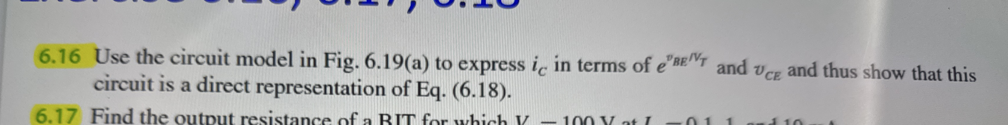 6 . 1 6 Use the circuit model in Fig. 6 . 1 9 ( a