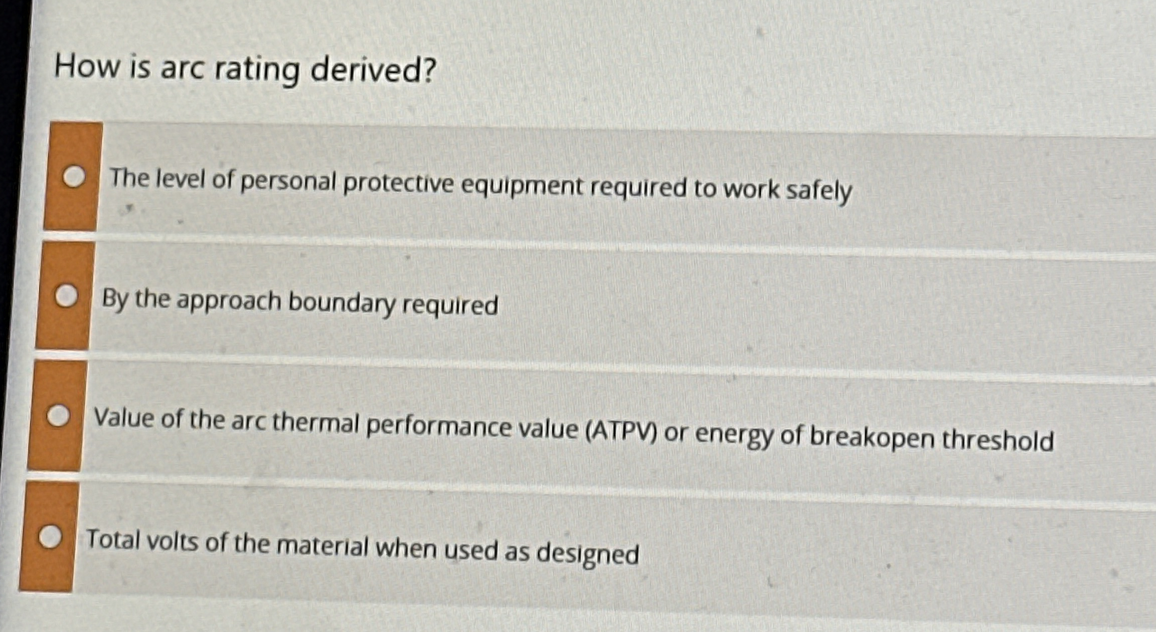 How is arc rating derived? The level of personal