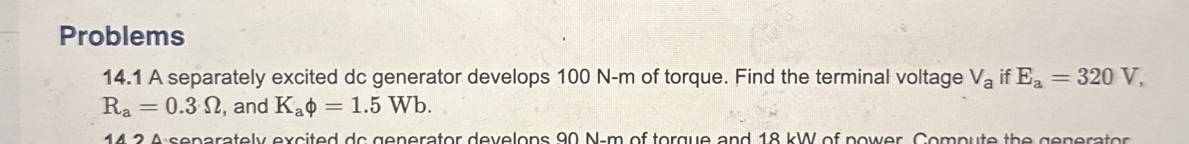 Problems 1 4 . 1 A separately excited dc