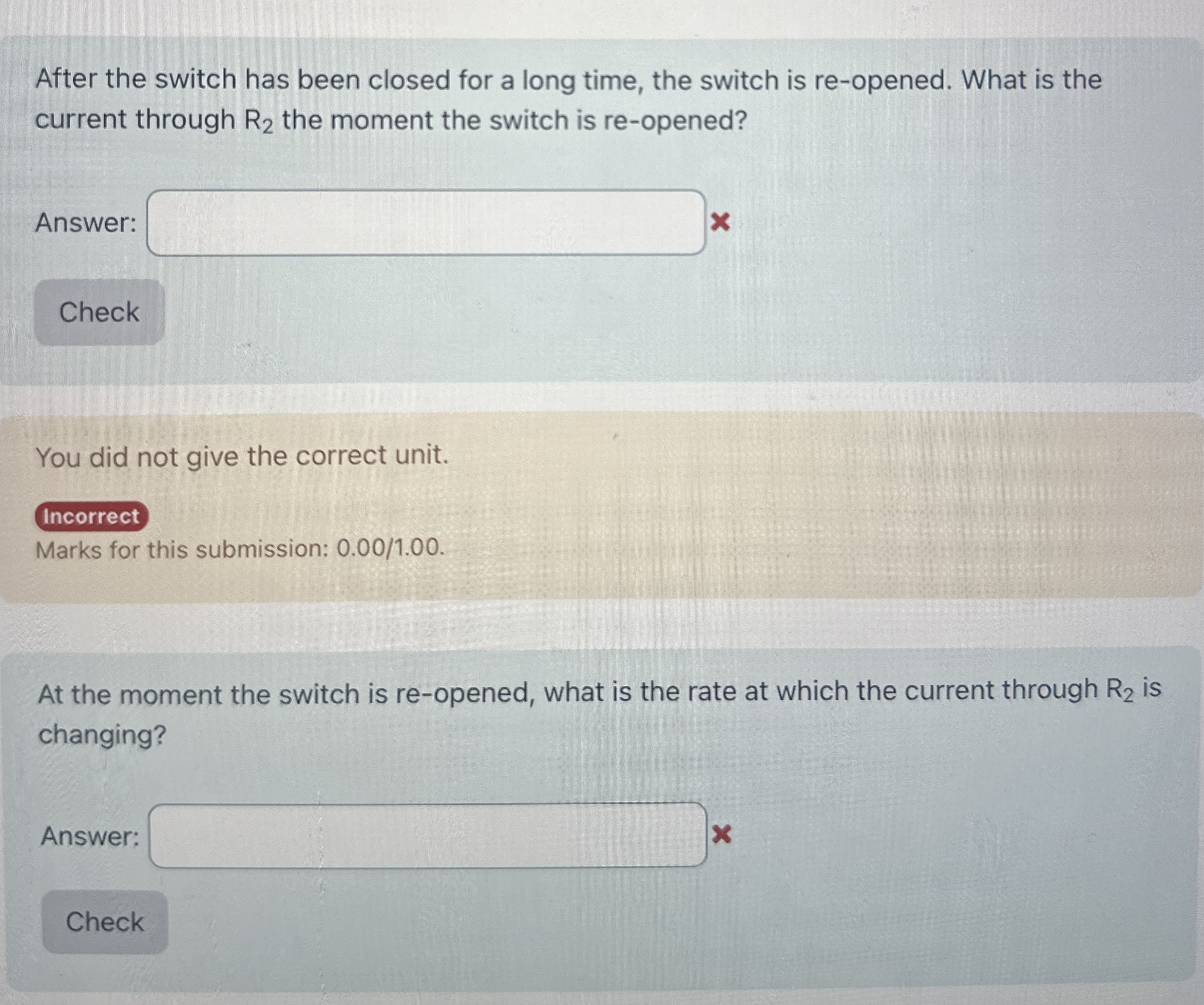 After the switch has been closed for a long time,