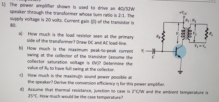 The power amplifier shown is used to drive an 4 3
