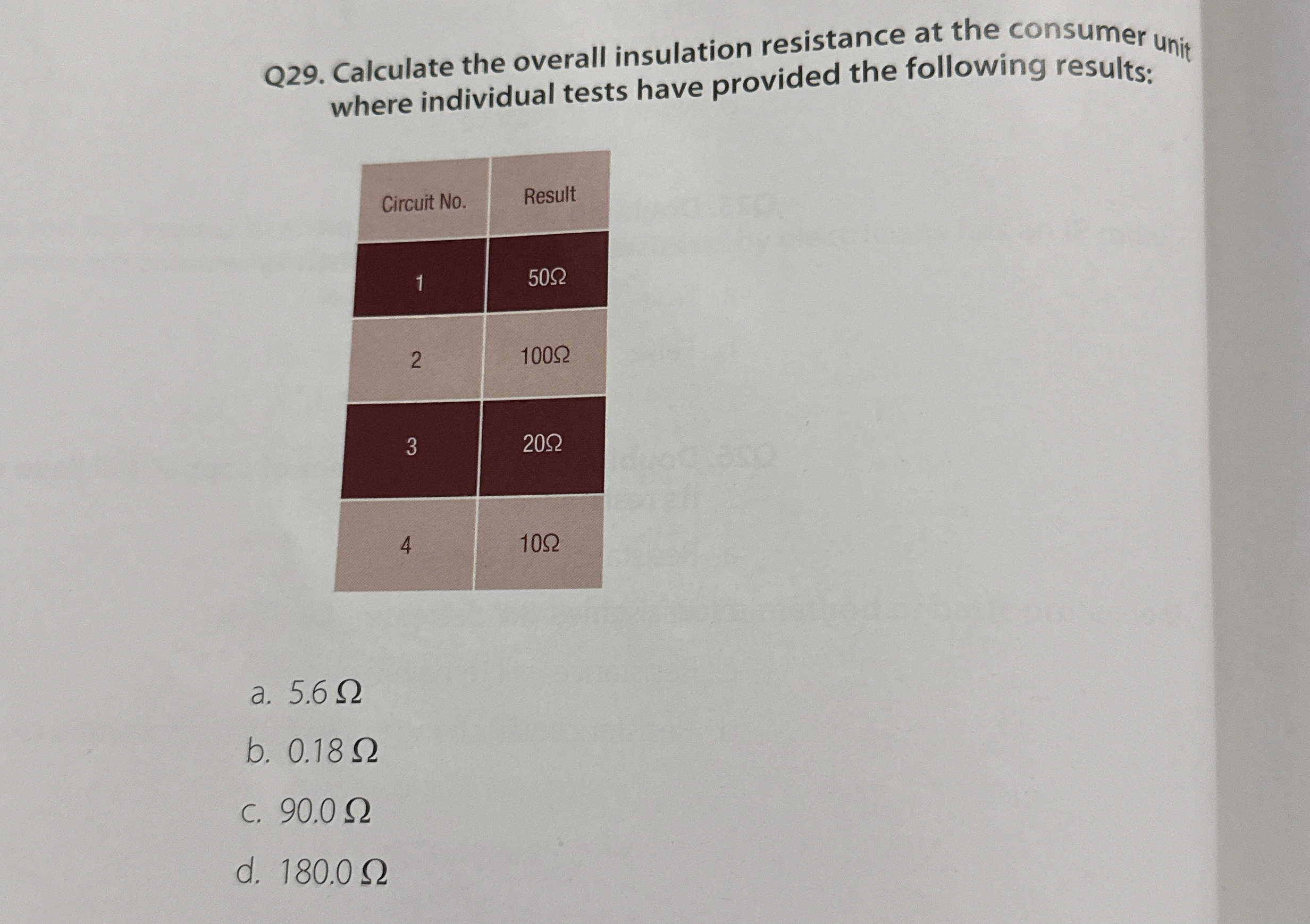 Q 2 9 . Calculate the overall insulation