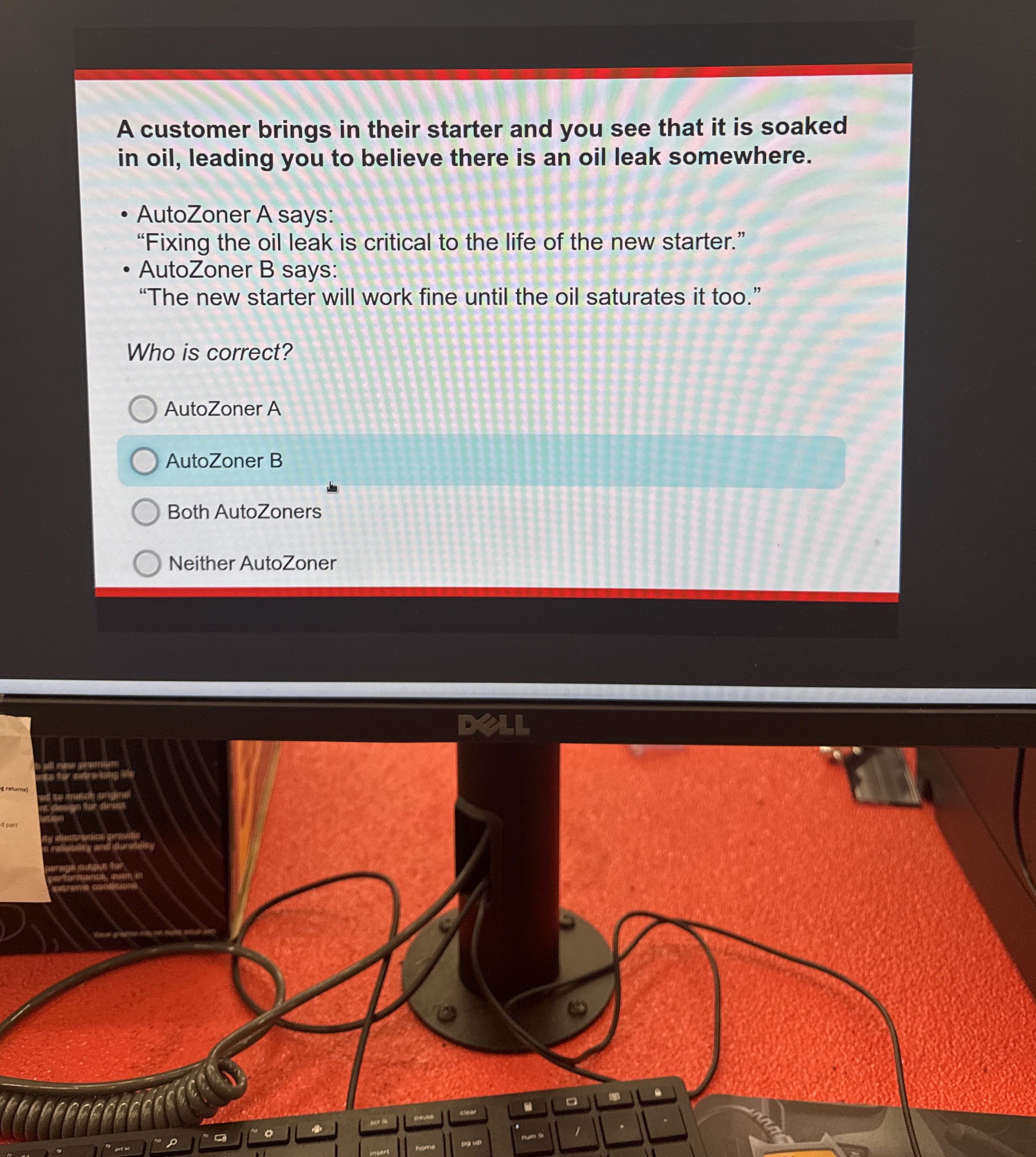 A customer brings in their starter and you see
