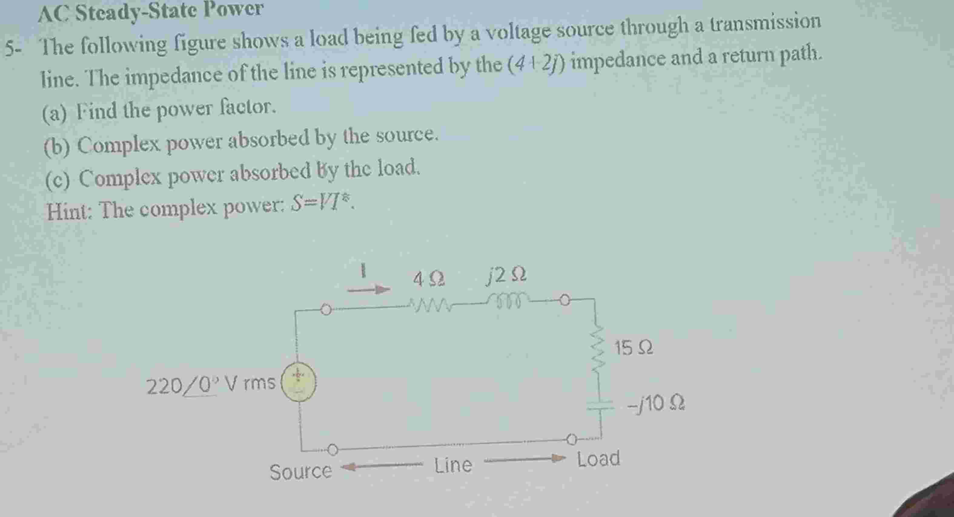 AC Steady - State Power 5 - The following figure