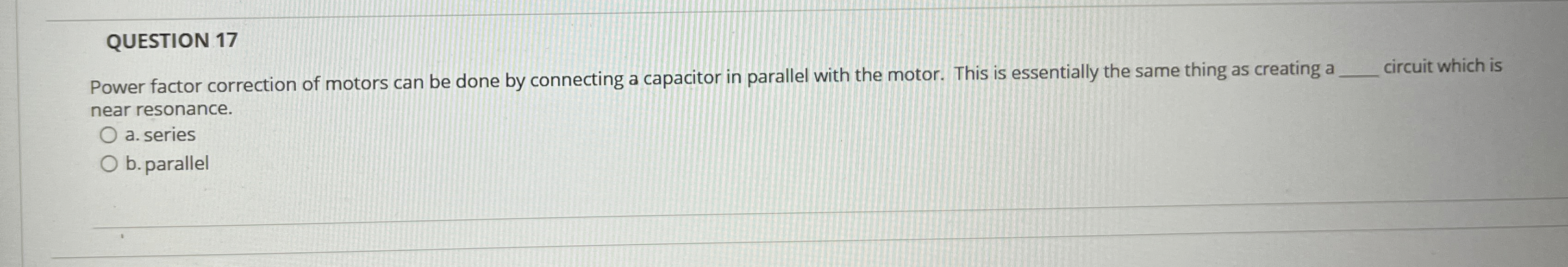 QUESTION 1 7 Power factor correction of motors