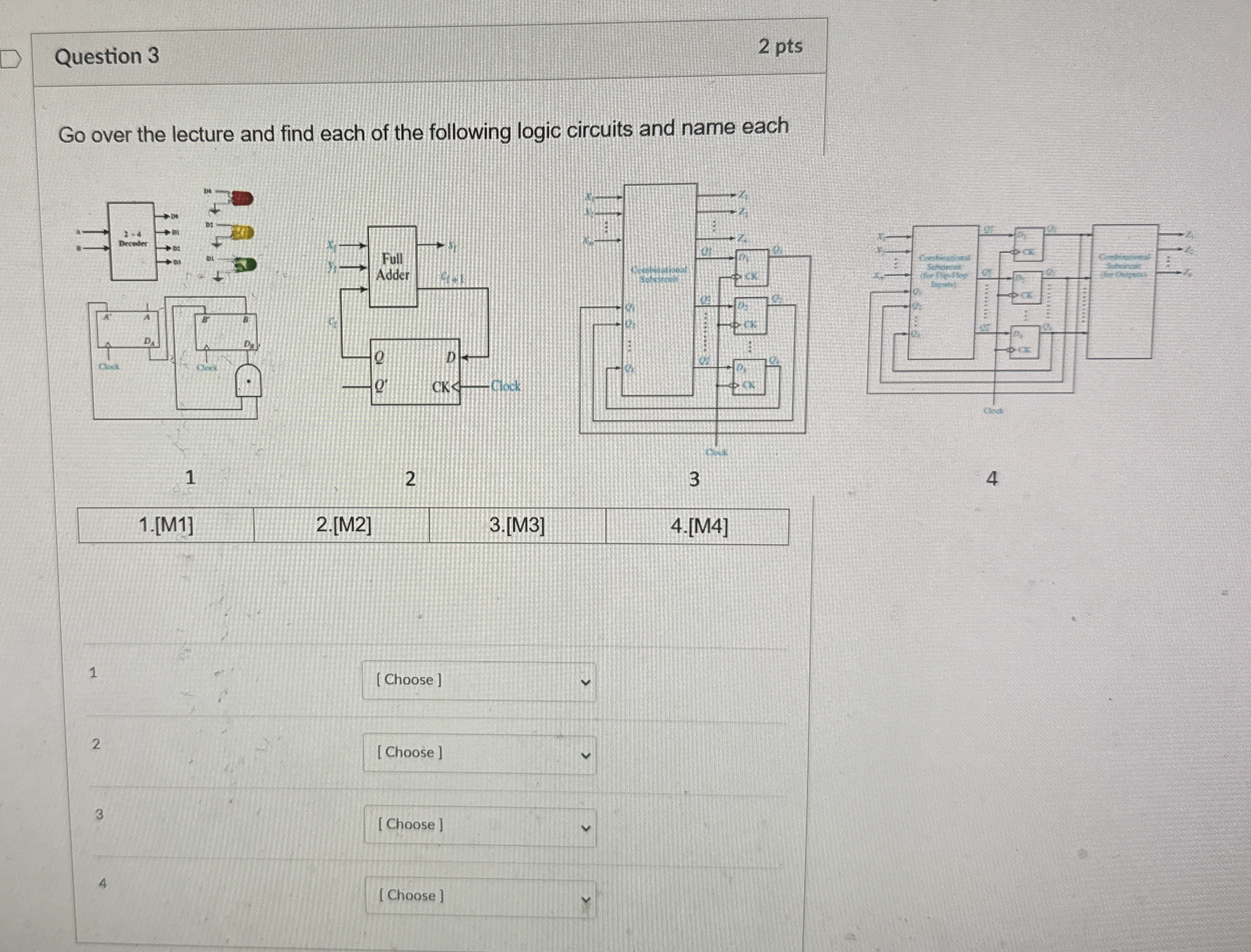 Question 3 2 pts Go over the lecture and find