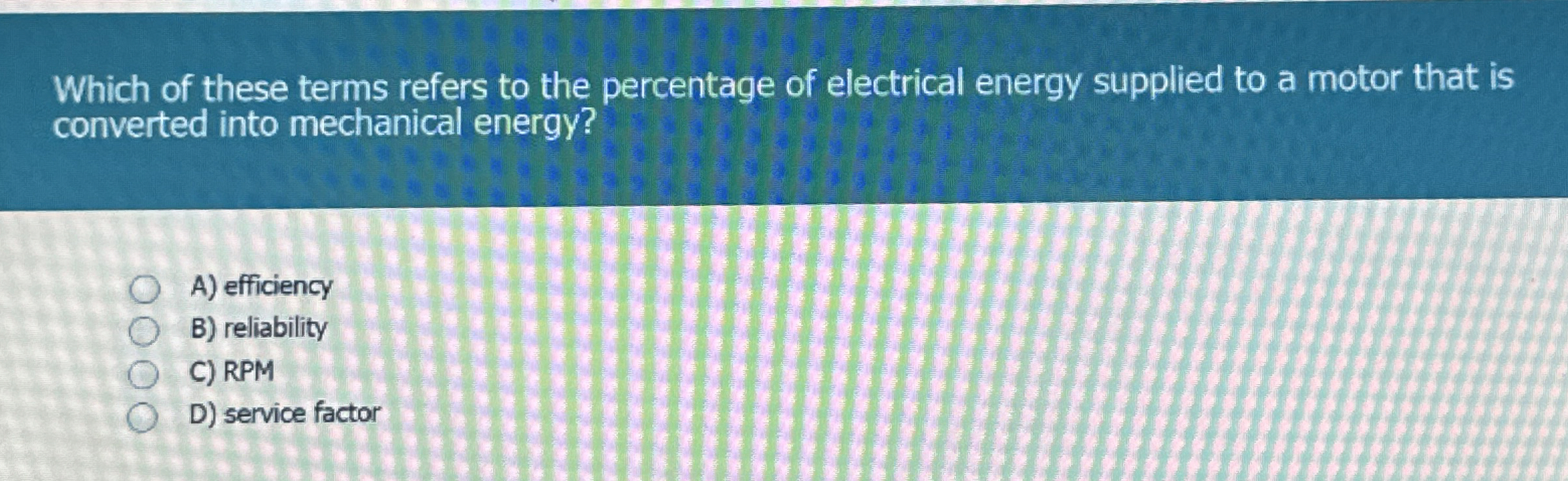 Which of these terms refers to the percentage of