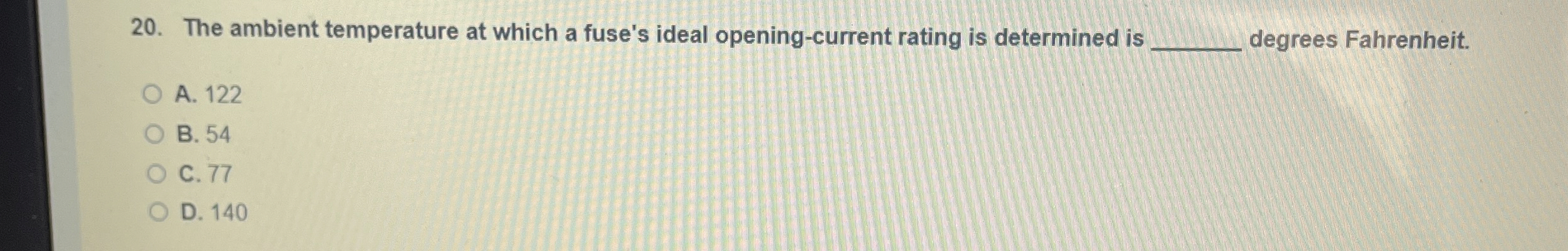 The ambient temperature at which a fuse's ideal