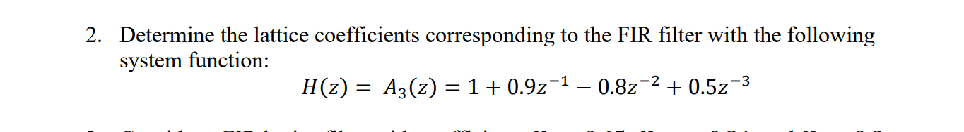 Determine the lattice coefficients corresponding