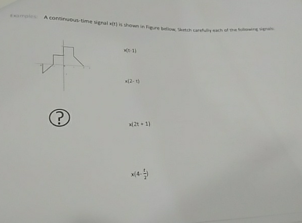 A continuous - time signal x ( t ) is shown in