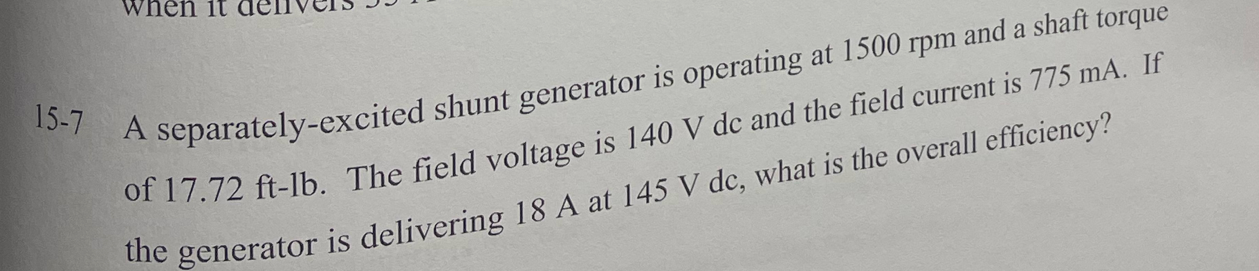 1 5 - 7 A separately - excited shunt generator is