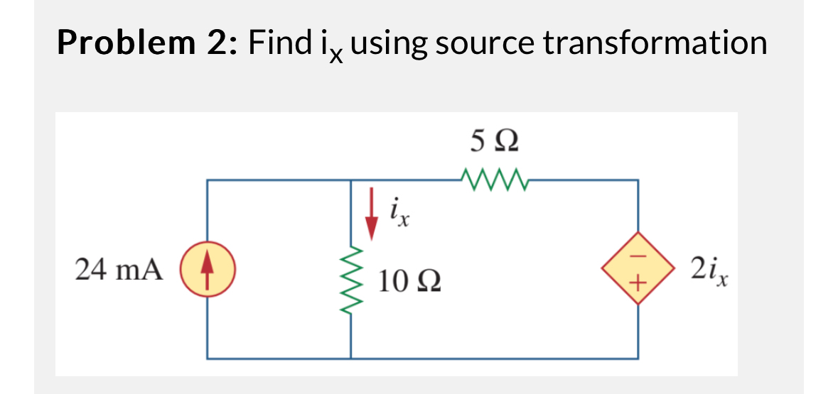 Problem 2 : Find i x using source transformation