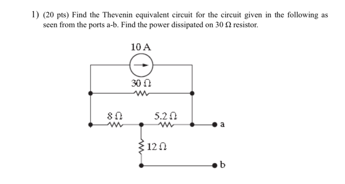 ( 2 0 pts ) Find the Thevenin equivalent circuit