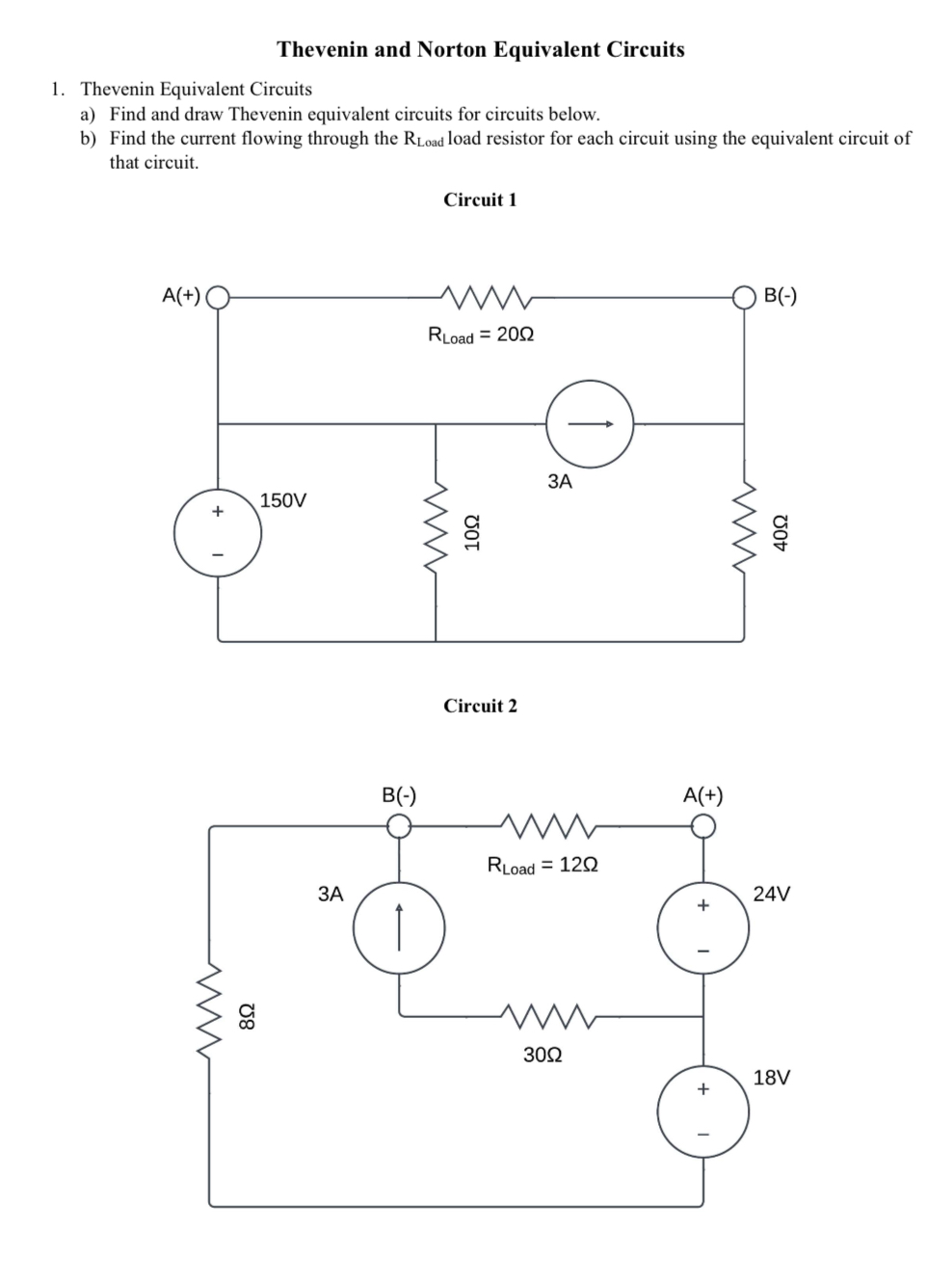 Thevenin and Norton Equivalent Circuits 1 .
