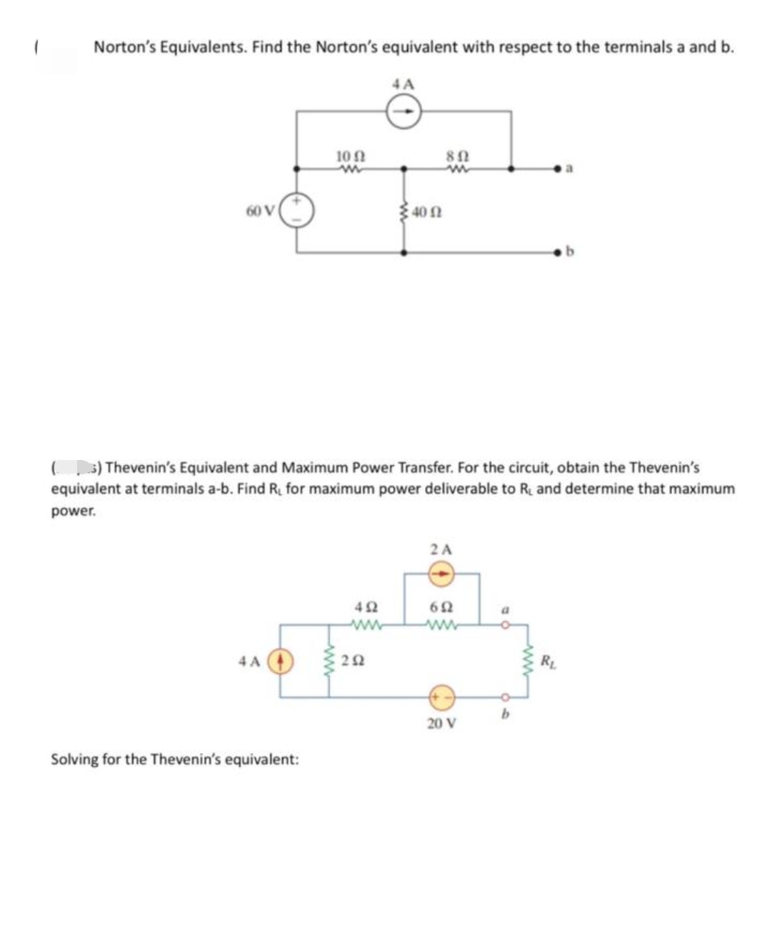 Norton's Equivalents. Find the Norton's