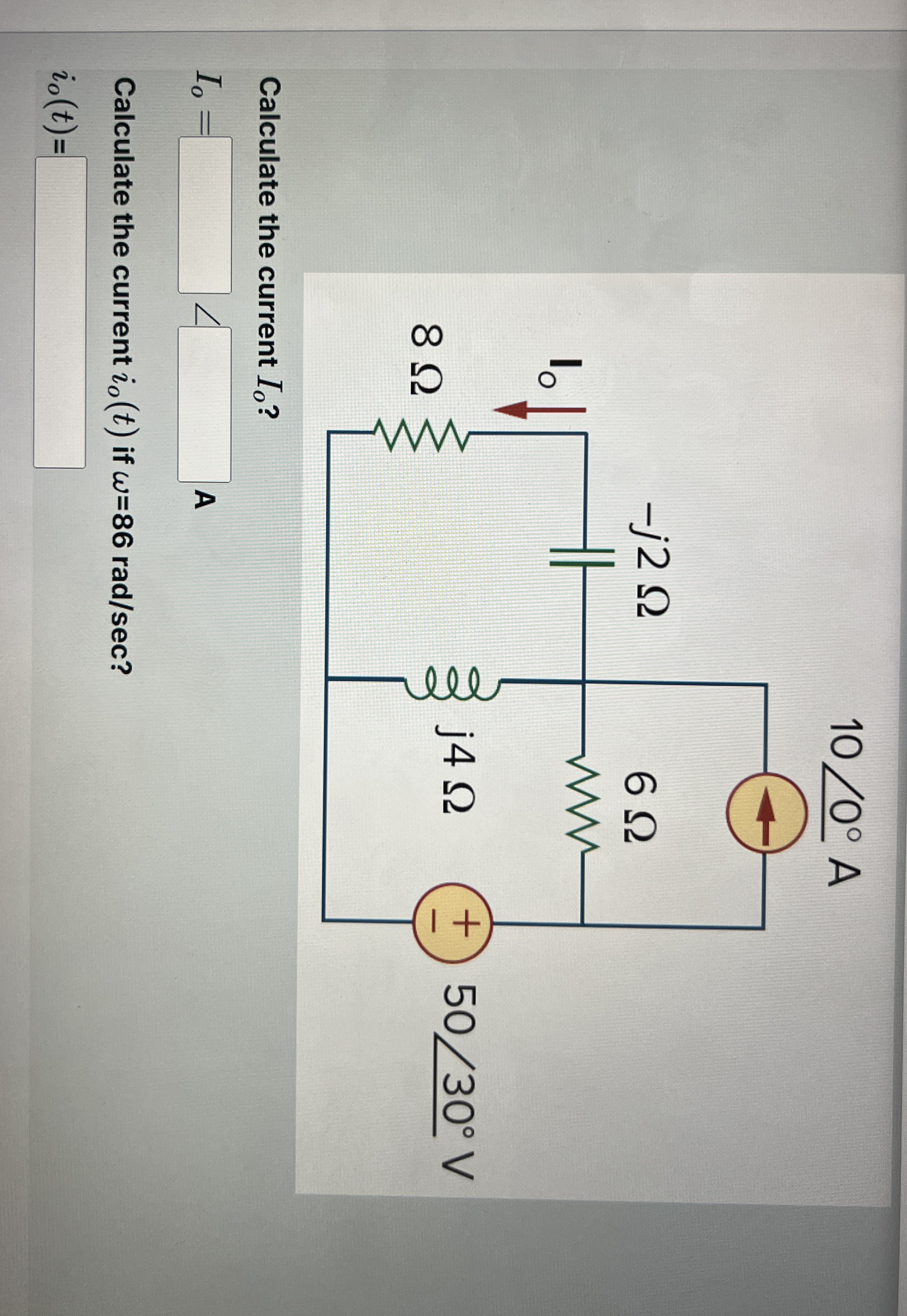 Calculate the current I o ? I o = ? ? ? A