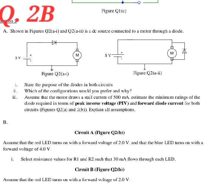 2 B Figure Q 1 ( c ) A . Shown in Figures Q 2 ( a