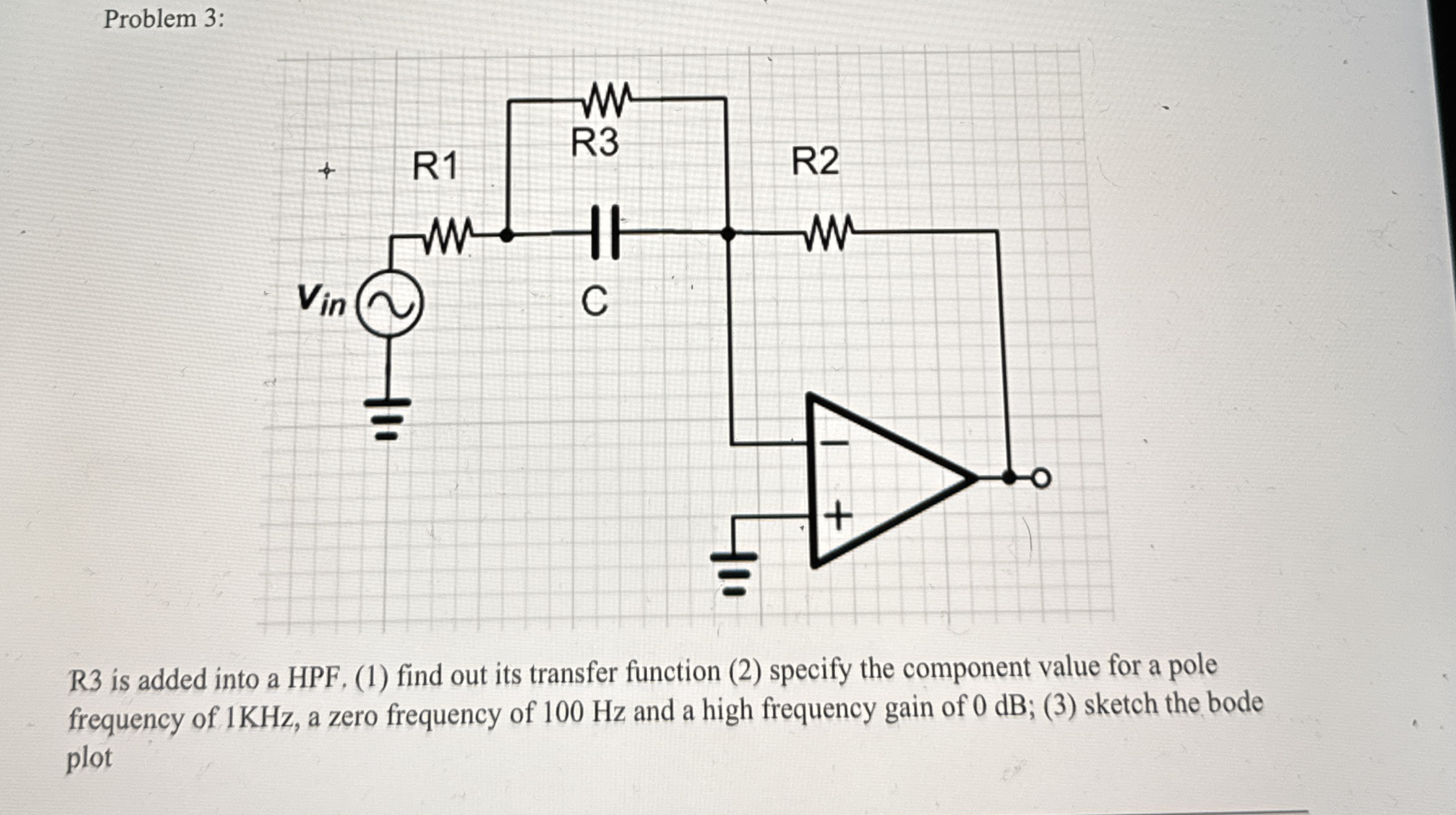 Problem 3 : R 3 is added into a HPF . ( 1 ) find