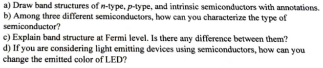 a ) Draw band structures of \ ( n \ ) - type, \ (