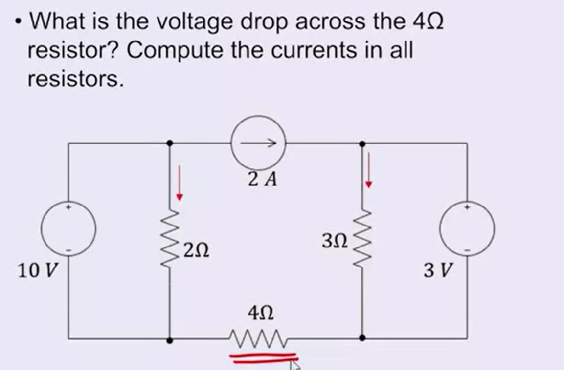 - What is the voltage drop across the \ ( 4 \