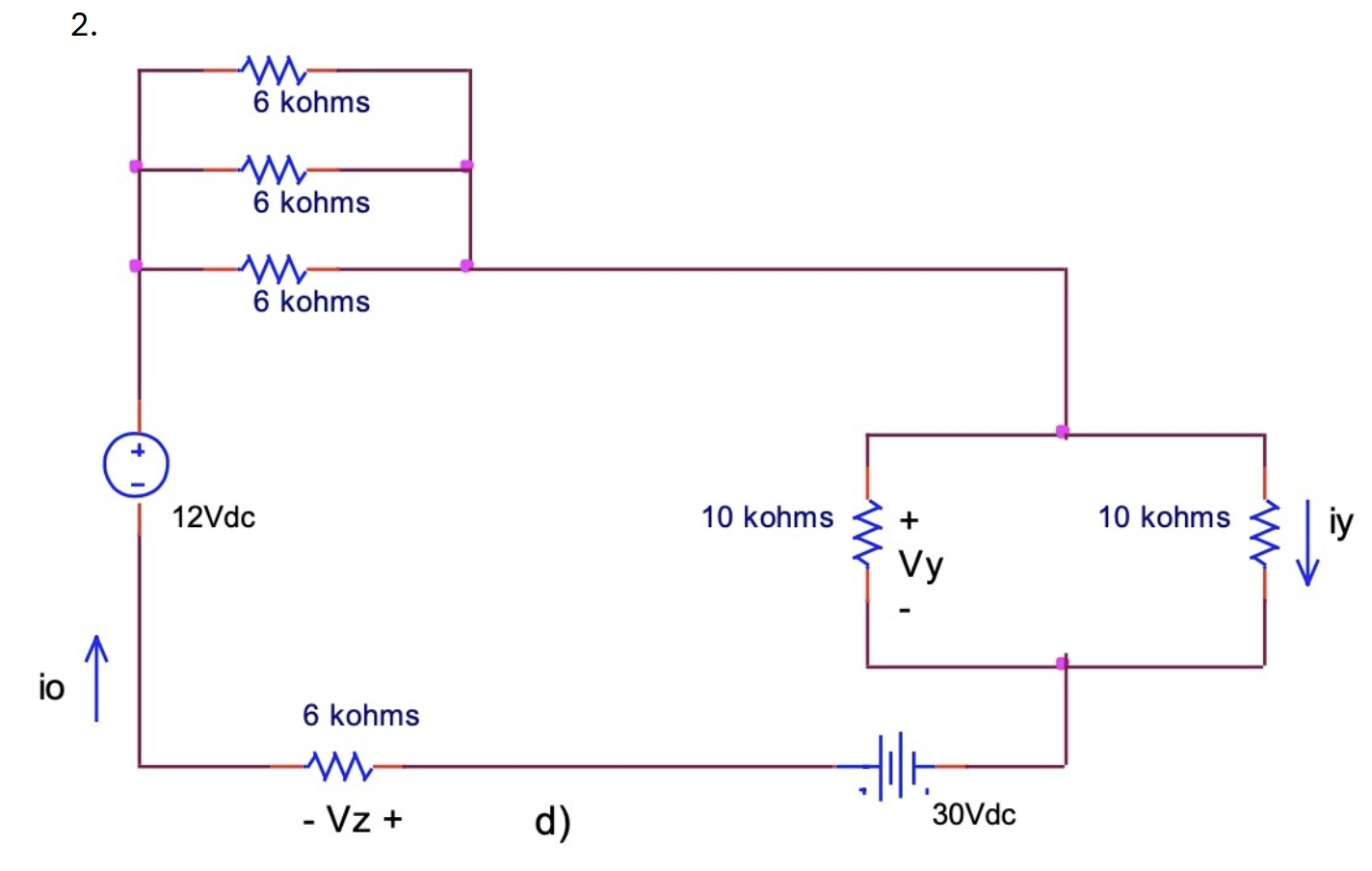 Solve the unknowns of the following circuit: