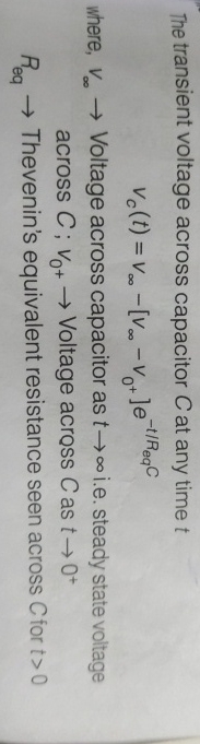 The transient voltage across capacitor C at any