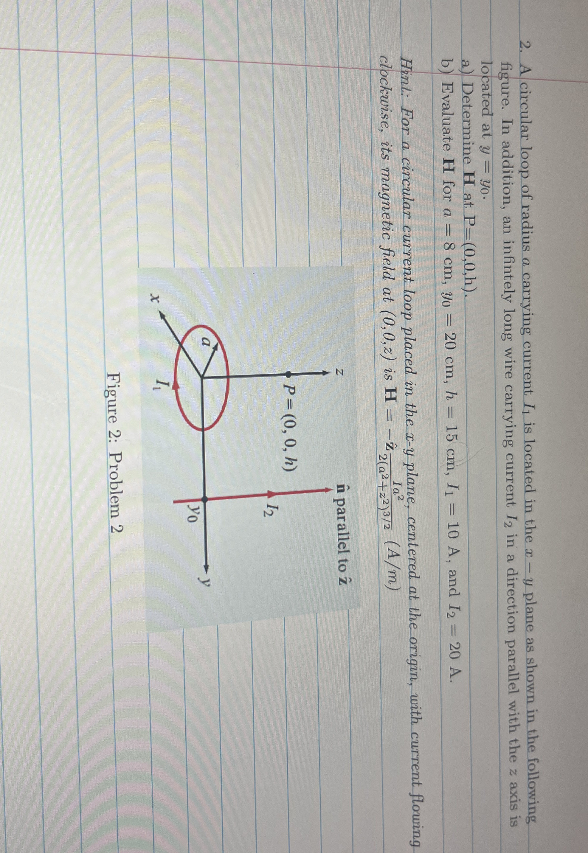 A circular loop of radius a carrying current I 1