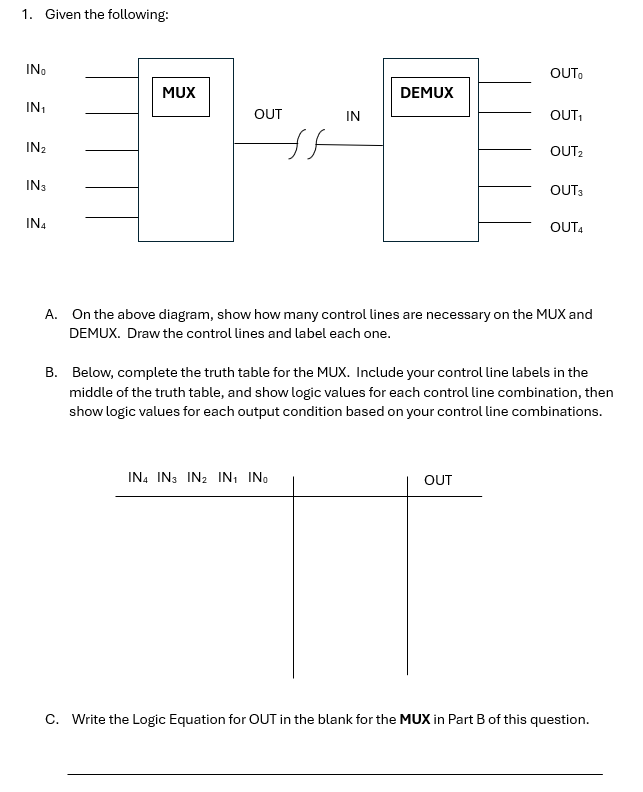 1 . Given the following: A . On the above