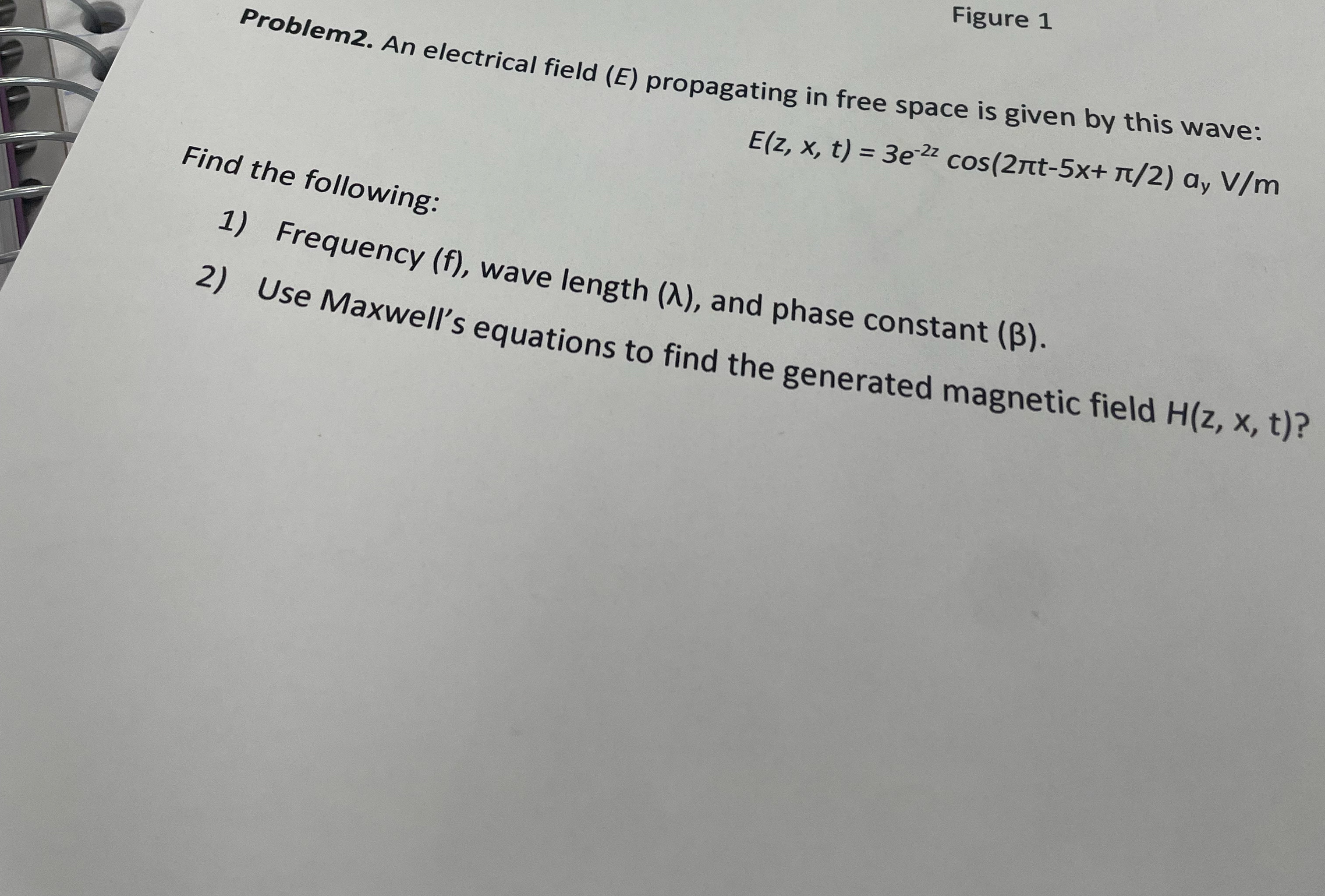 Figure 1 Problem 2 . An electrical field ( E )