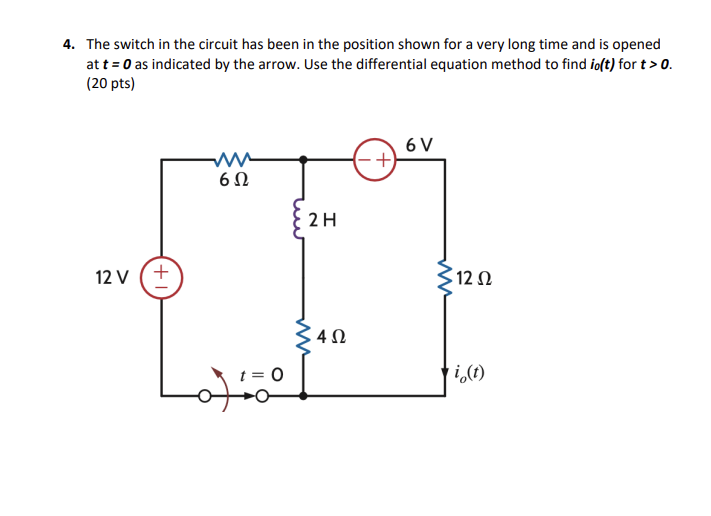 4 . The switch in the circuit has been in the