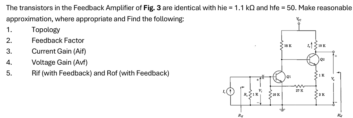 The transistors in the Feedback Amplifier of Fig.