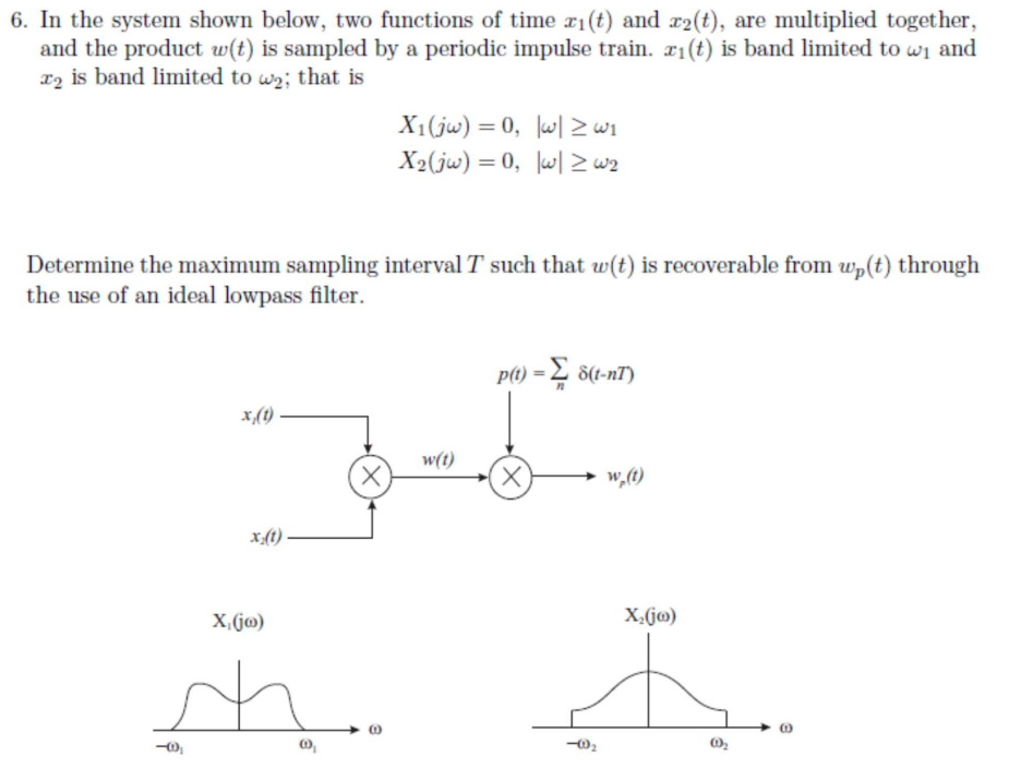 In the system shown below, two functions of time