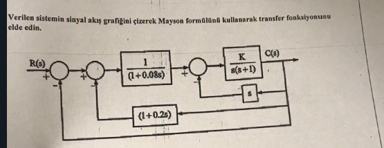 Verilen sistemin sinyal ak s grafigini izerek