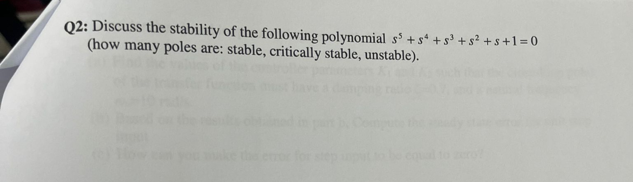 Q 2 : Discuss the stability of the following