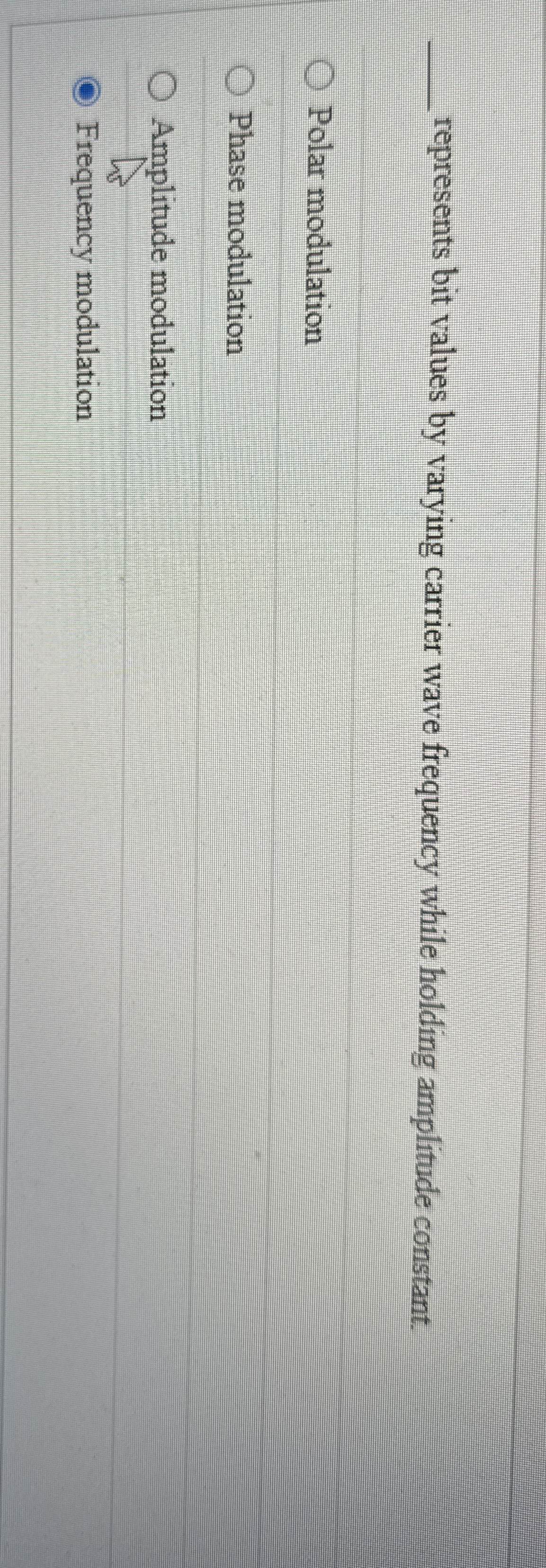 q , represents bit values by varying carrier wave