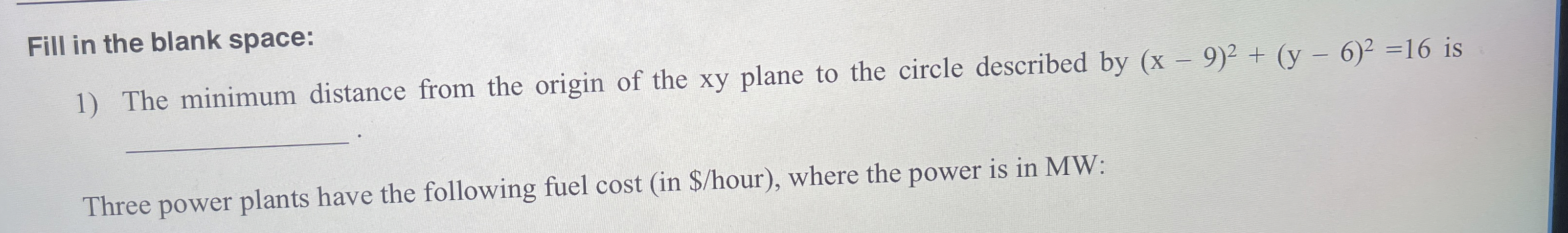 Fill in the blank space: The minimum distance