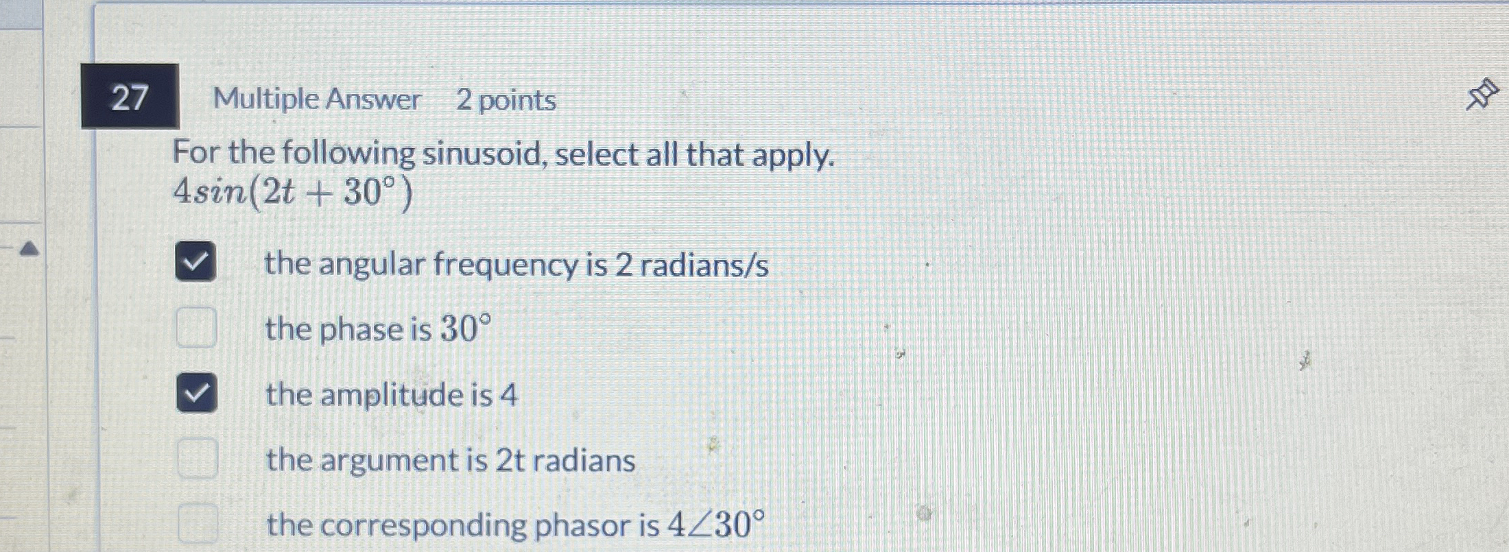 2 7 Multiple Answer 2 points For the following