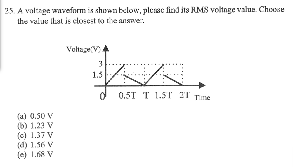 2 5 . A voltage waveform is shown below, please