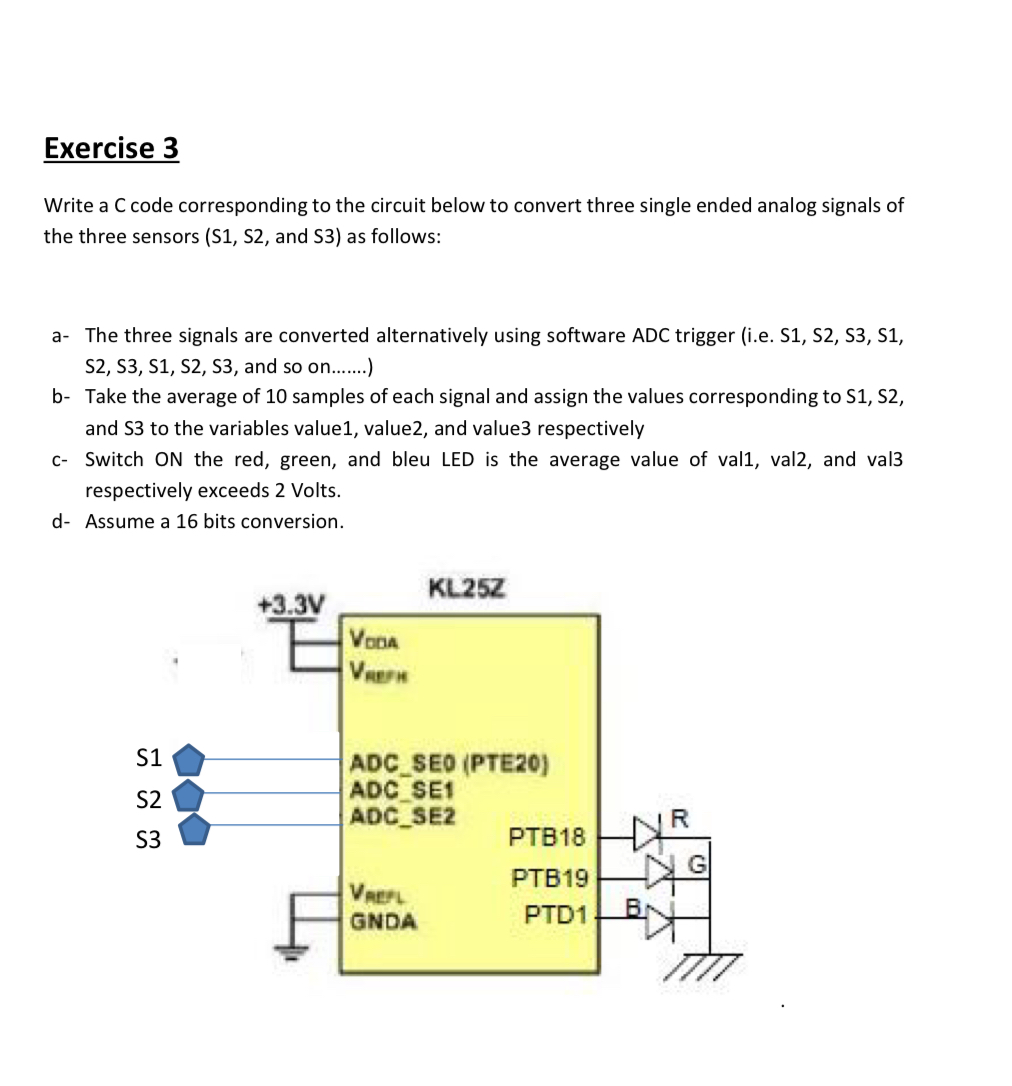 Exercise 3 Write a C code corresponding to the