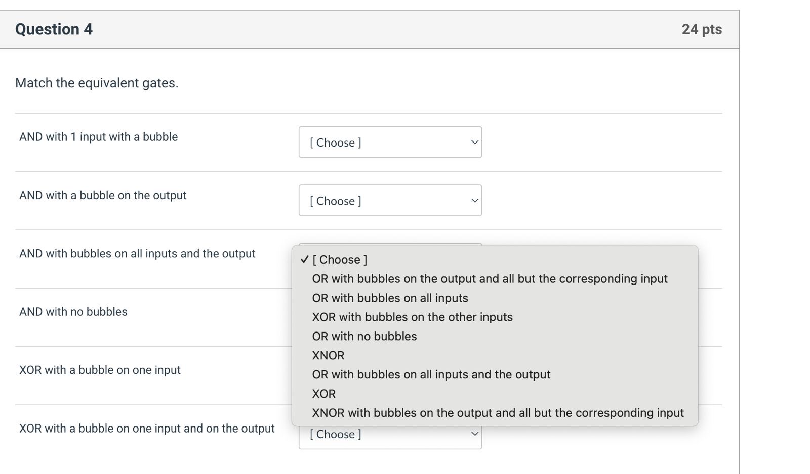 Electrical match the equivalence gates