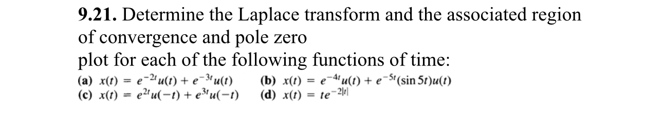 9 . 2 1 . Determine the Laplace transform and the