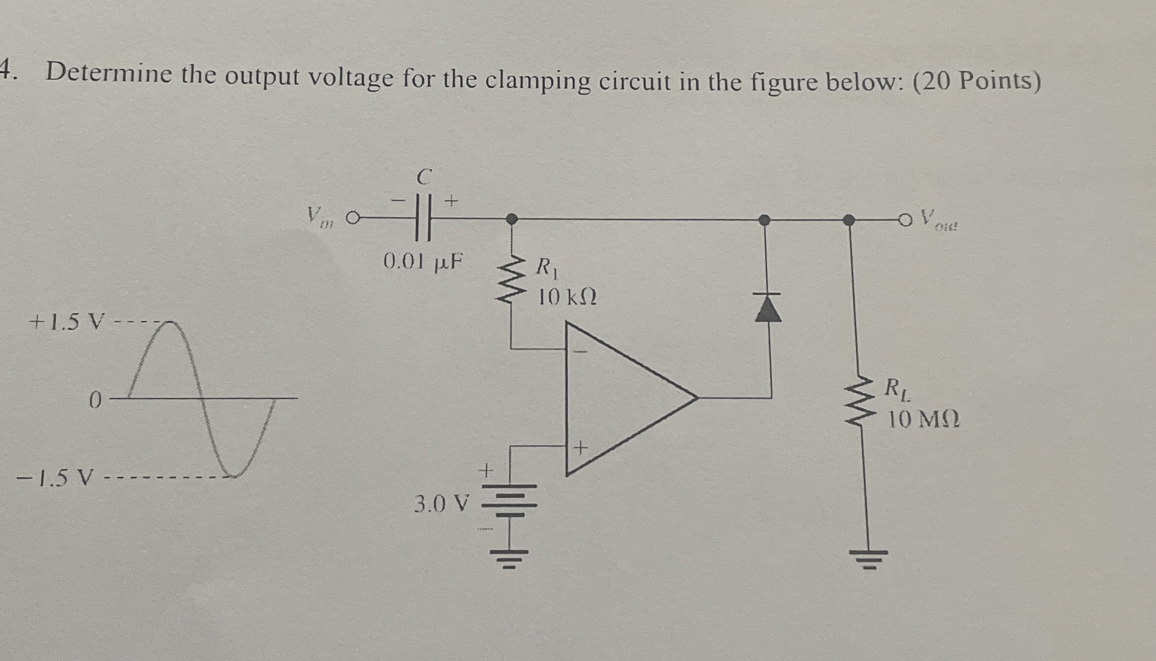 Determine the output voltage for the clamping