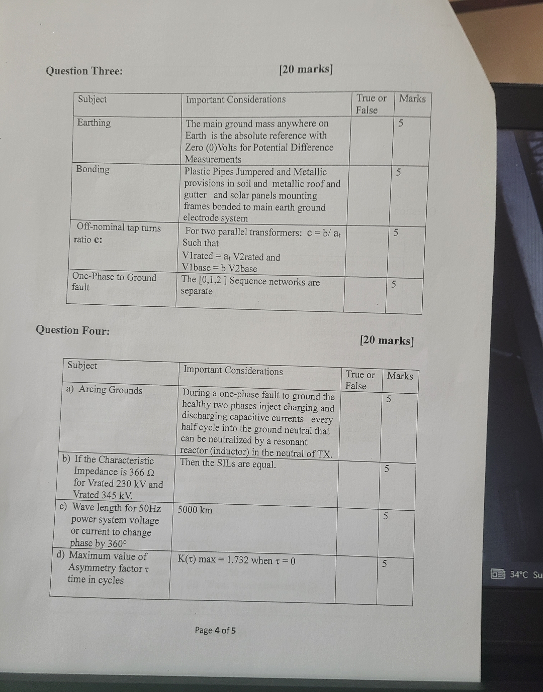 Question Three:SubjectEarthingBondingOff -