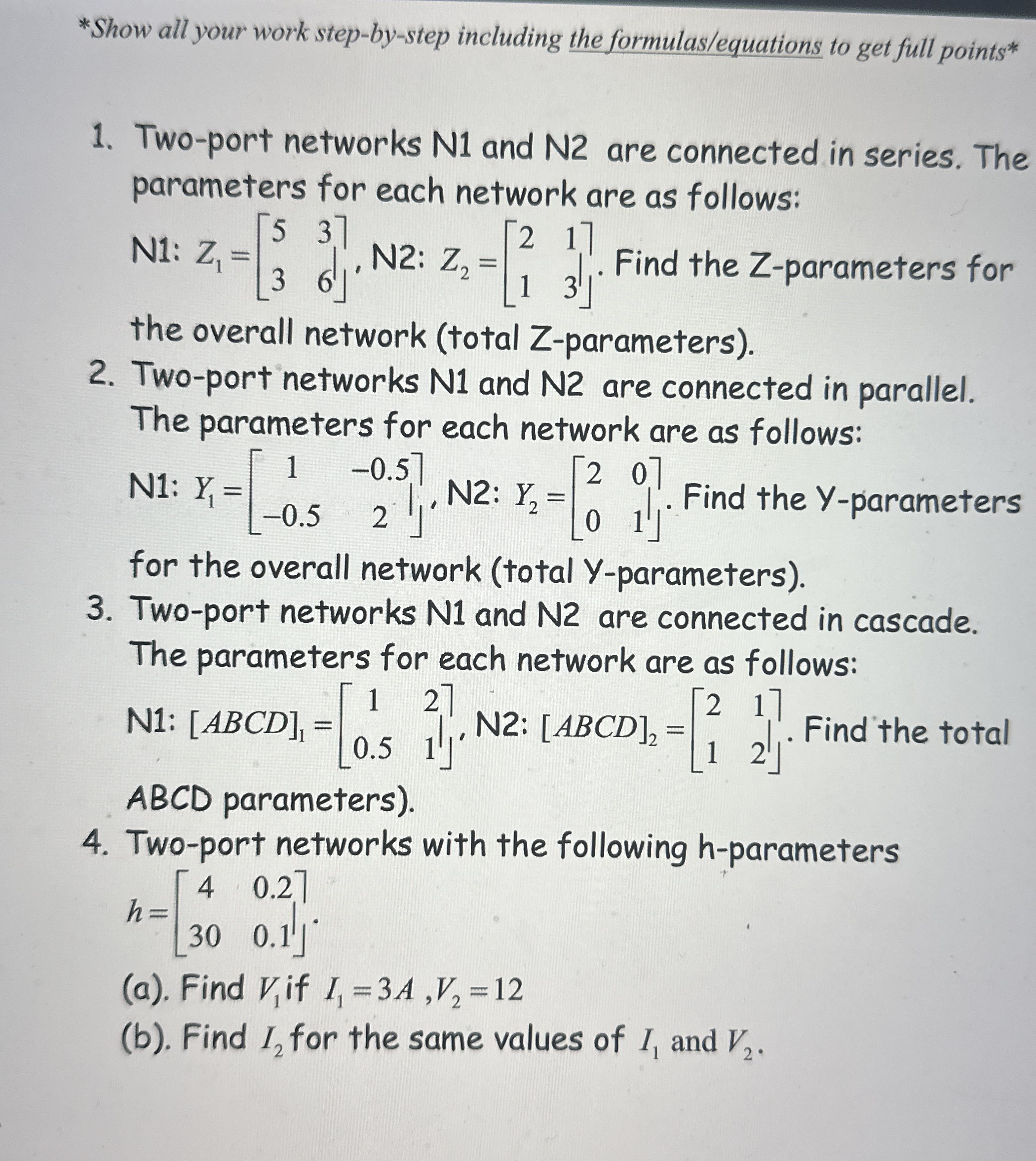 Two - port networks N 1 and N 2 are connected in