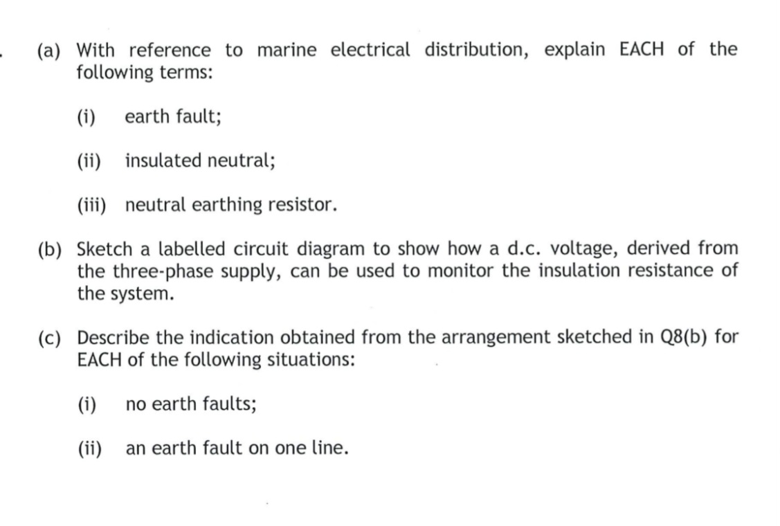 ( a ) With reference to marine electrical