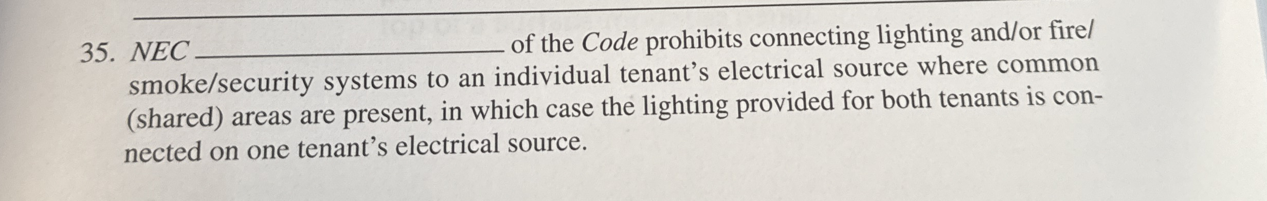 N E q , of the Code prohibits connecting lighting