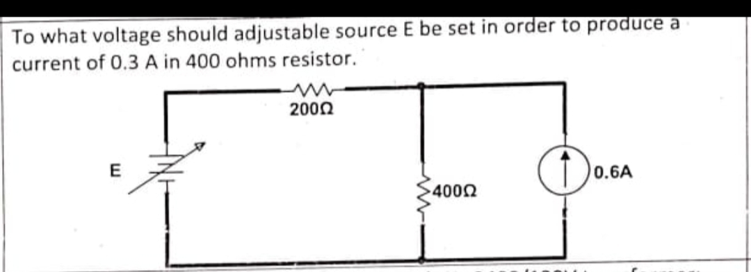 To what voltage should adjustable source E be set