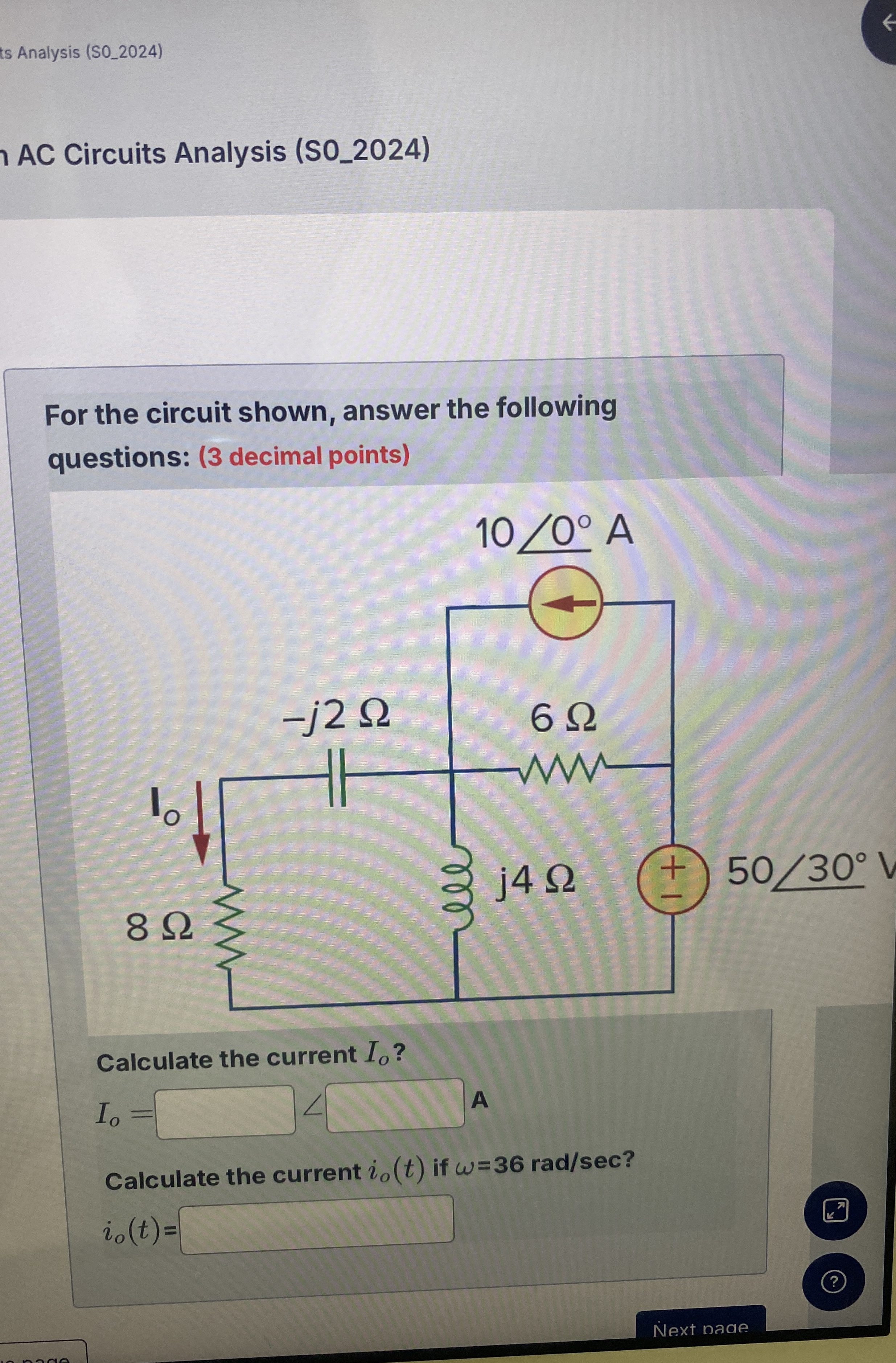 ts Analysis ( SO _ 2 0 2 4 ) AC Circuits Analysis
