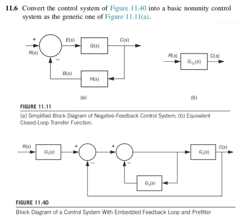 1 1 . 6 Convert the control system of Figure 1 1