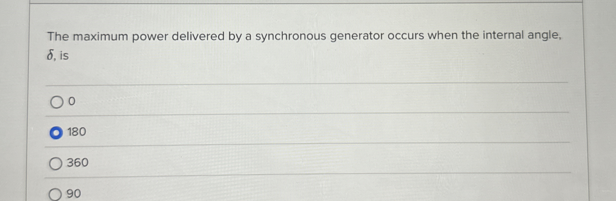 The maximum power delivered by a synchronous